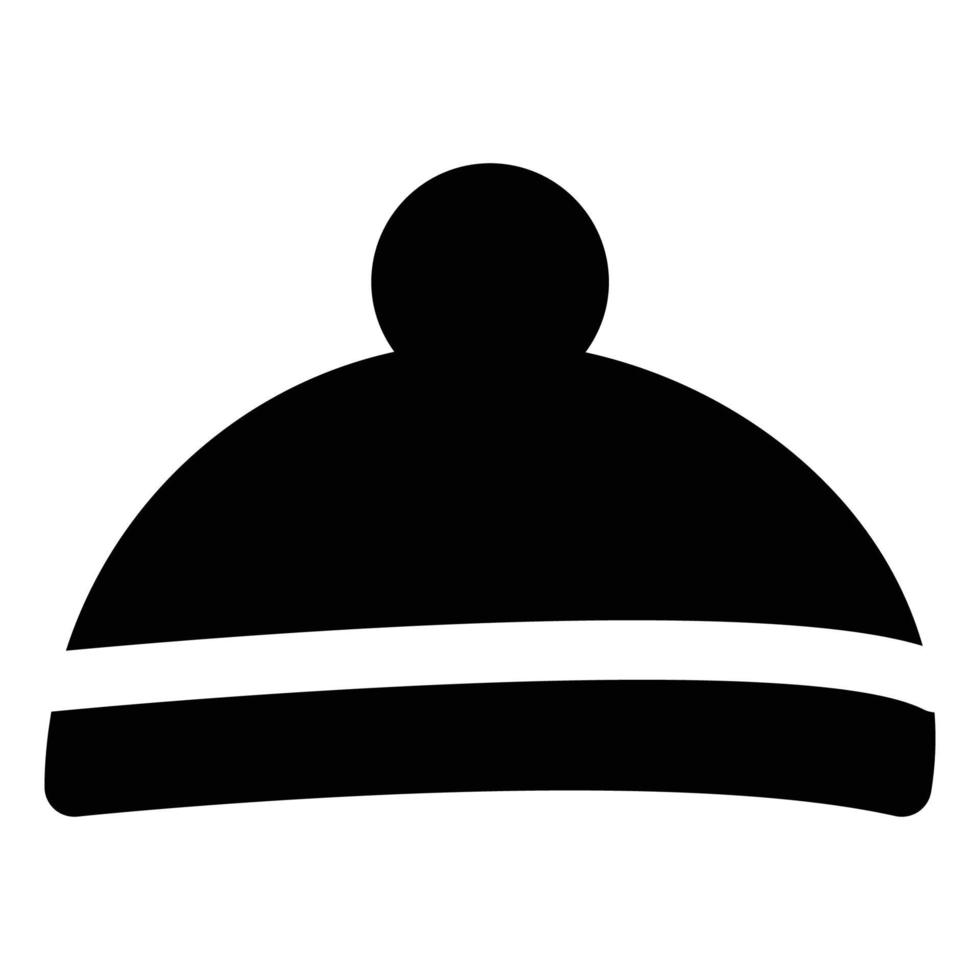 Snow Themed Solid Style Winter Hat Icon vector
