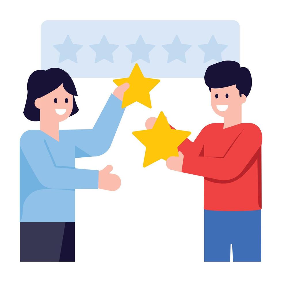 A trendy flat illustration of customer reviews vector