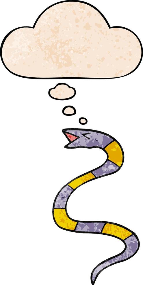 caricatura, serpiente, y, pensamiento, burbuja, en, grunge, textura, patrón, estilo vector