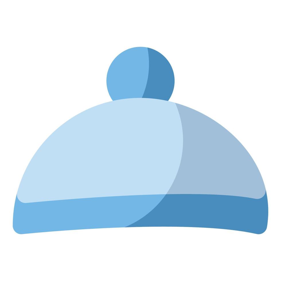 icono de sombrero de invierno de estilo plano con temática de nieve vector