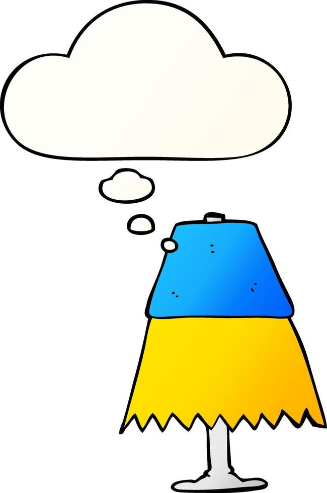 cartoon table lamp and thought bubble in smooth gradient style vector
