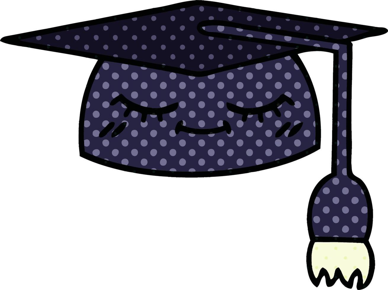 comic book style cartoon graduation hat vector