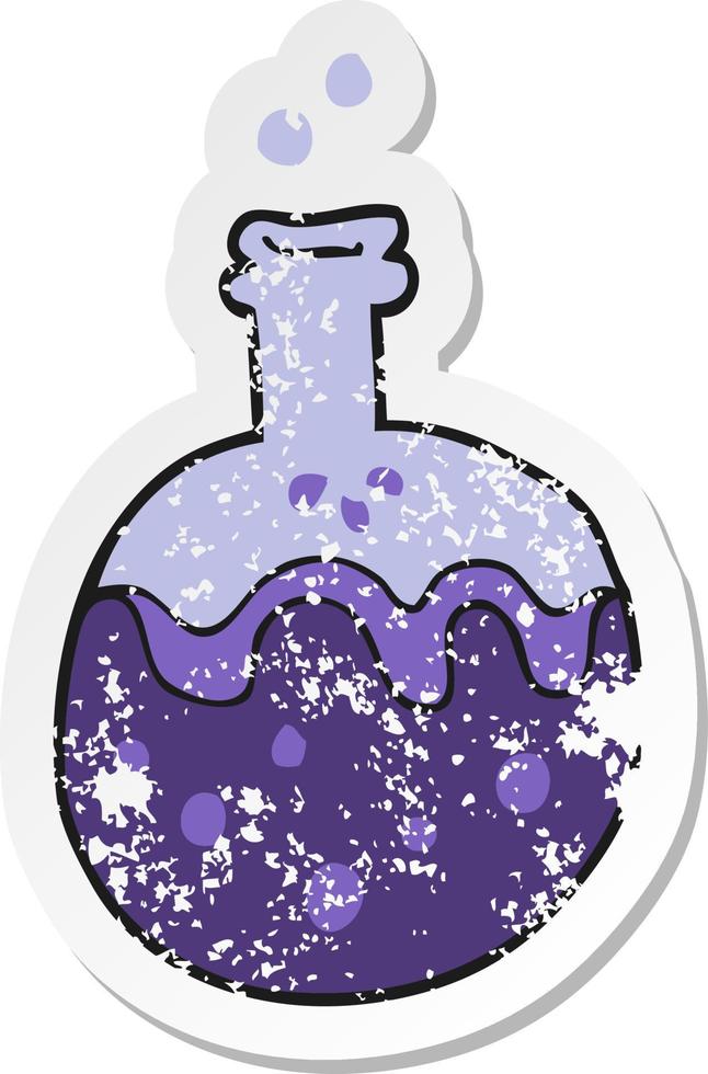 retro distressed sticker of a cartoon magic potion vector