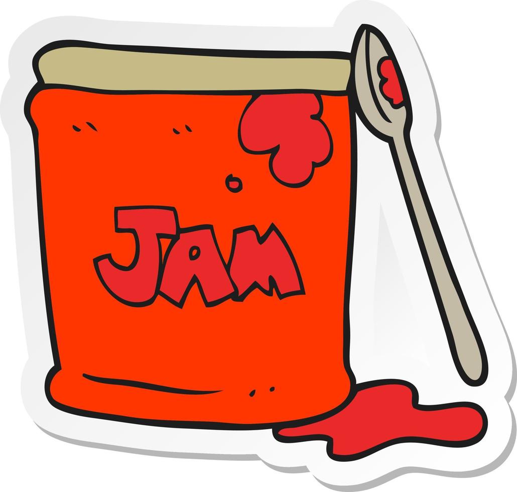 sticker of a cartoon jam jar vector