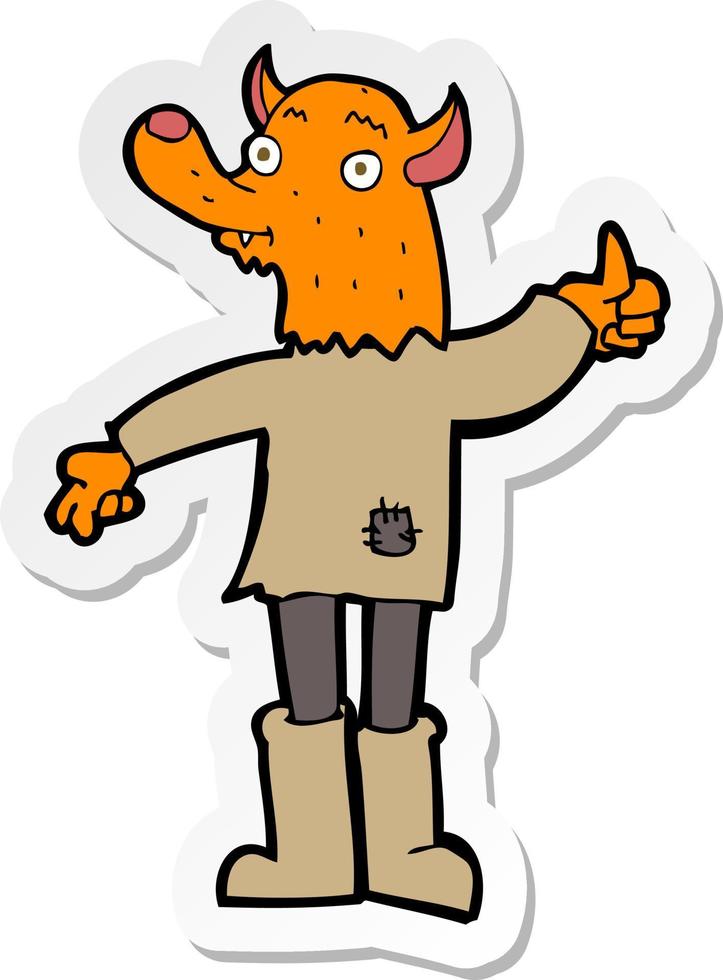 sticker of a cartoon fox man vector
