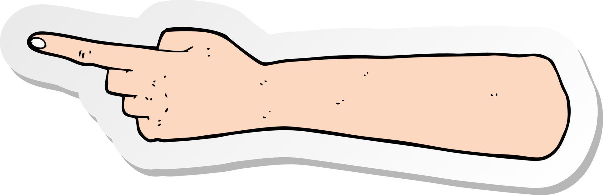 sticker of a pointing hand cartoon vector