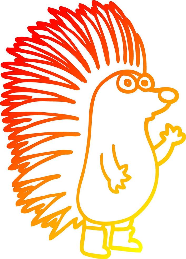 warm gradient line drawing cartoon spiky hedgehog vector