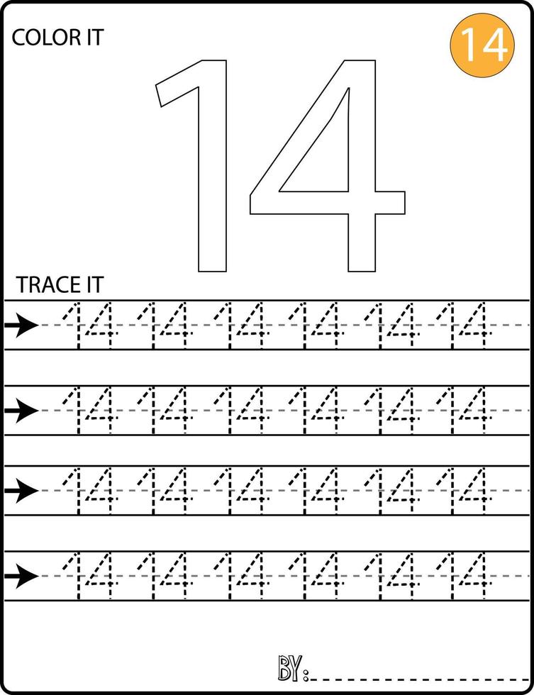 Handwriting Numbers tracing pages for writing numbers Learning numbers, Numbers tracing worksheet for kindergarten vector