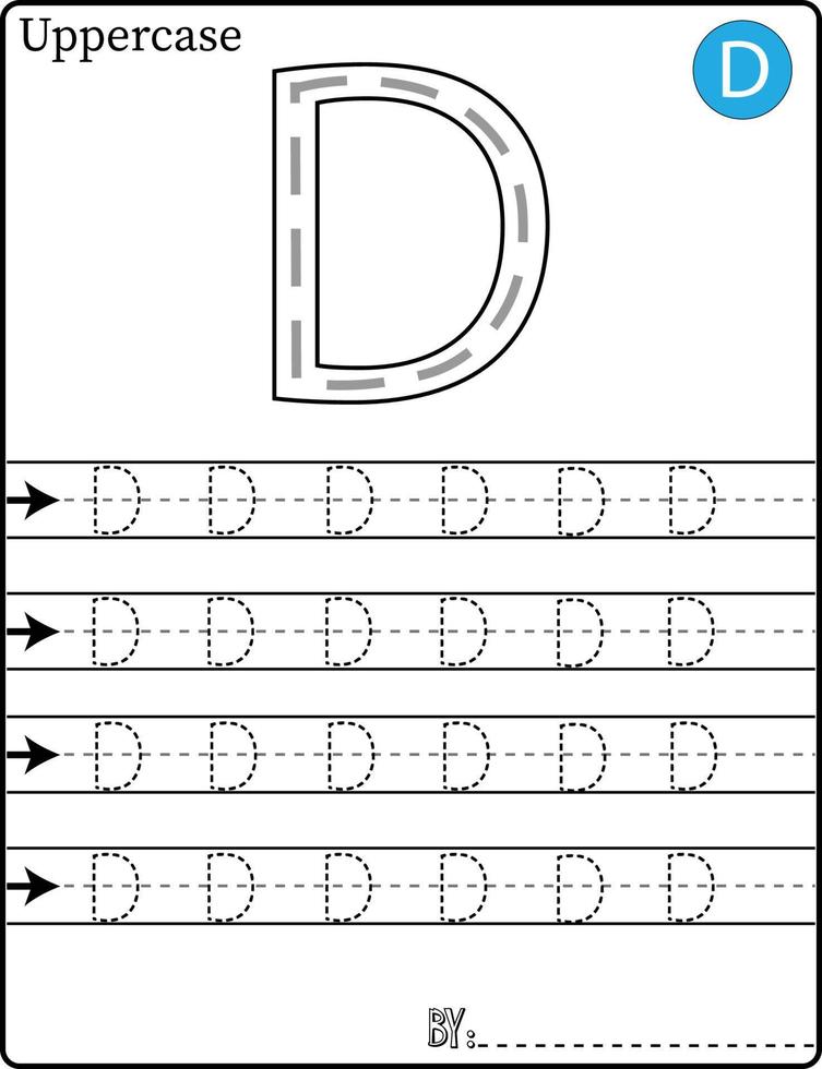 ALPHABET TRACING LETTERS STEP BY STEP A-Z Write the letter Alphabet Writing lesson for children vector