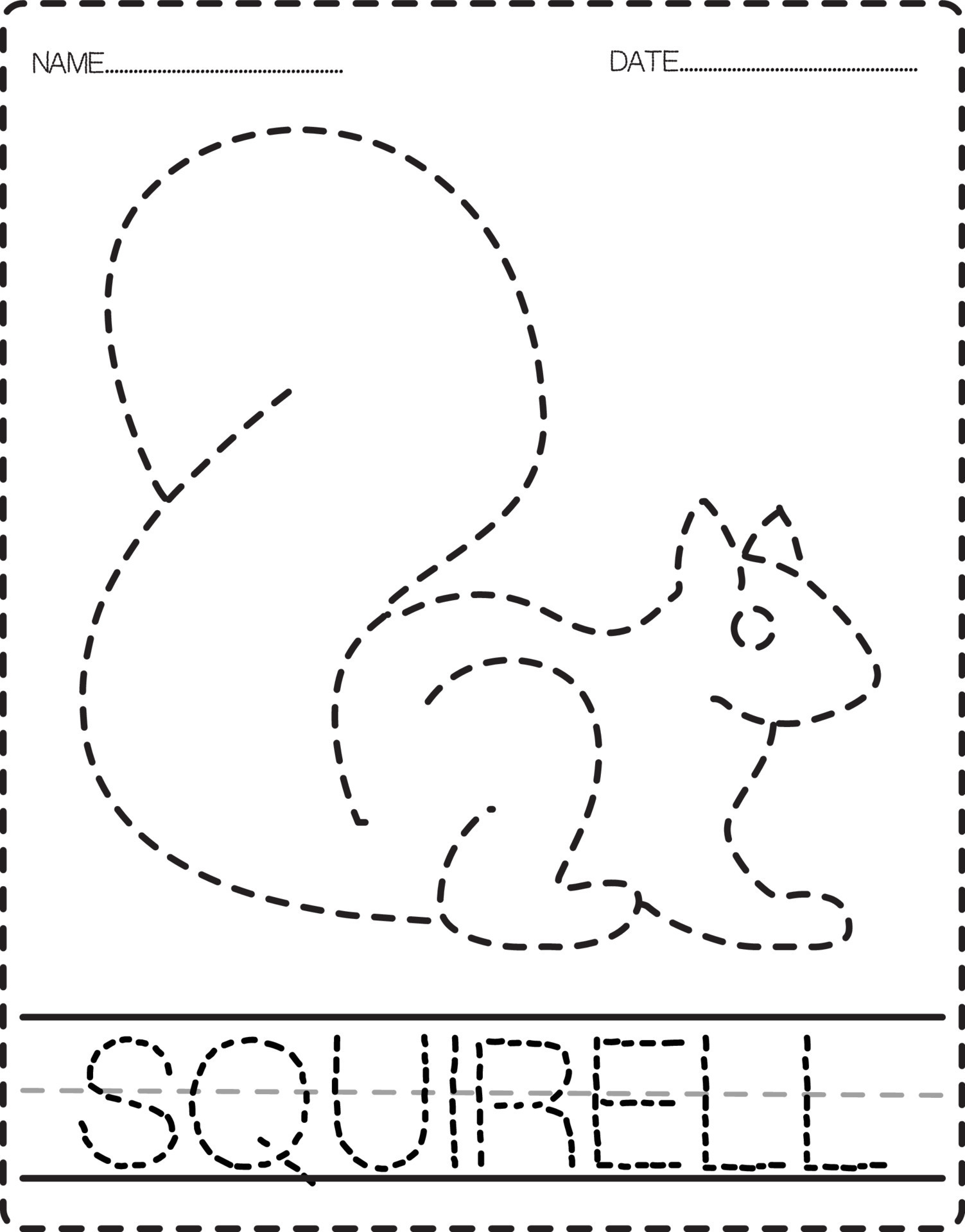 Animal Tracing Book with Example. Preschool worksheet for practicing