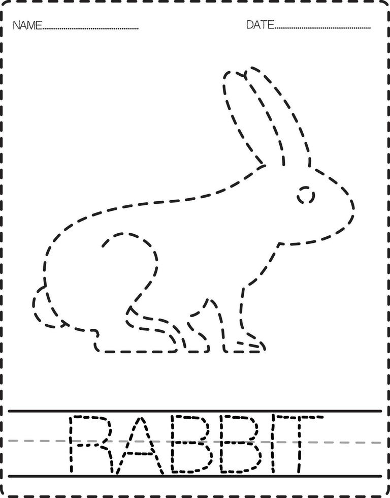 Animal Tracing Book with Example. Preschool worksheet for practicing fine motor skill. Vector Cartoon