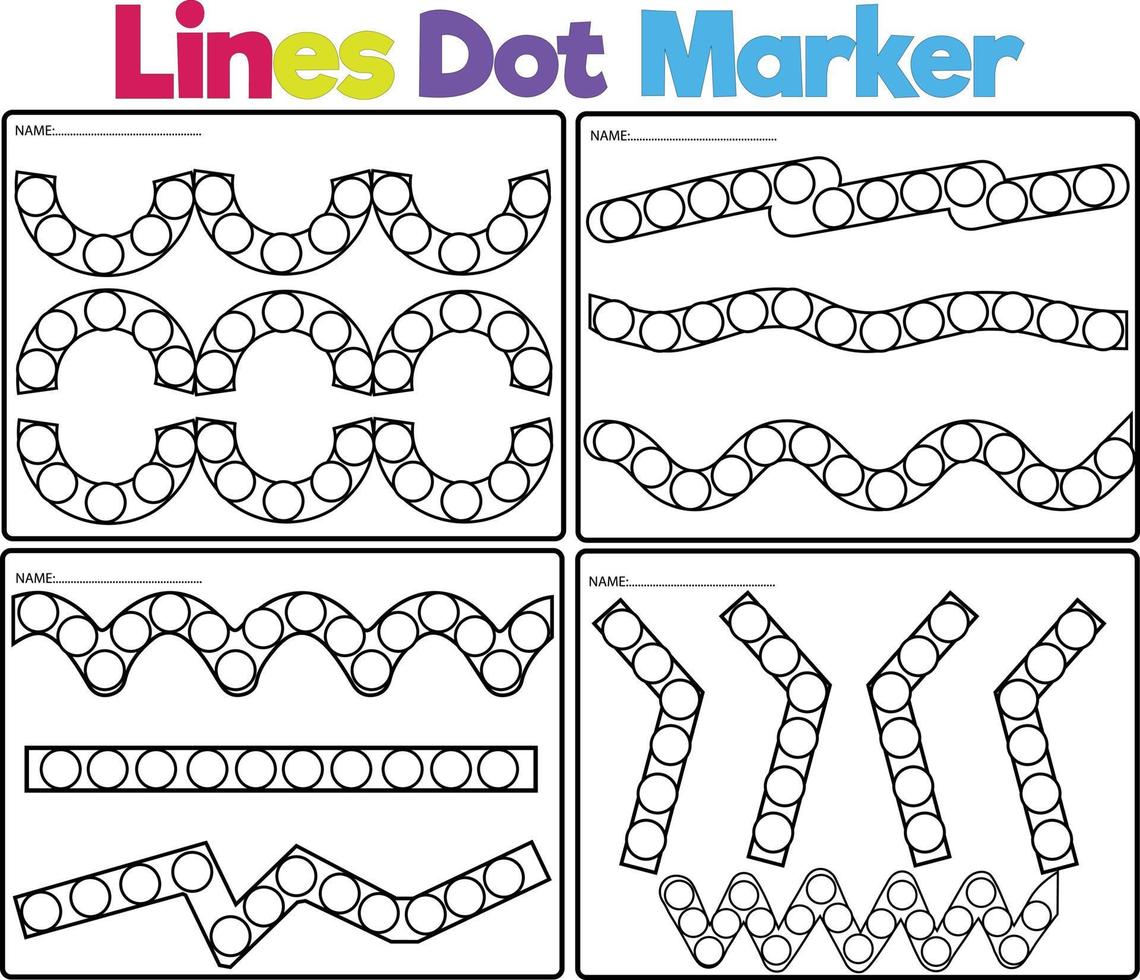 Lines Dot Markers educational game for toddlers pages to develop fine