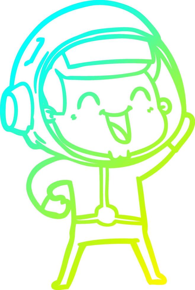 cold gradient line drawing happy cartoon astronaut vector
