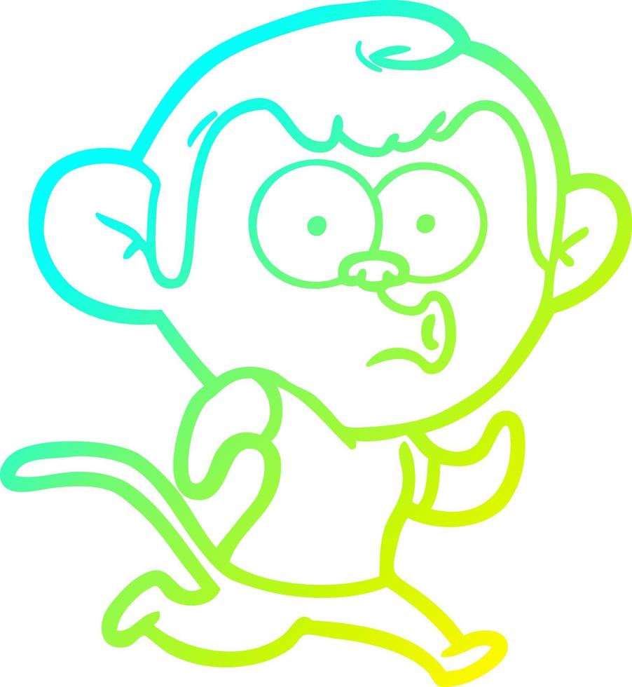 cold gradient line drawing cartoon hooting monkey vector