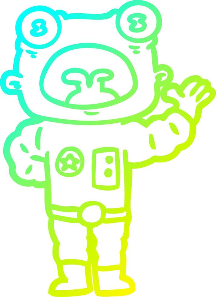 cold gradient line drawing cartoon weird alien waving vector