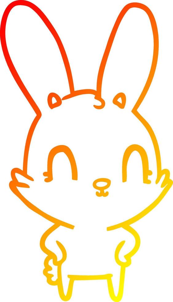 dibujo de línea de gradiente cálido lindo conejo de dibujos animados vector