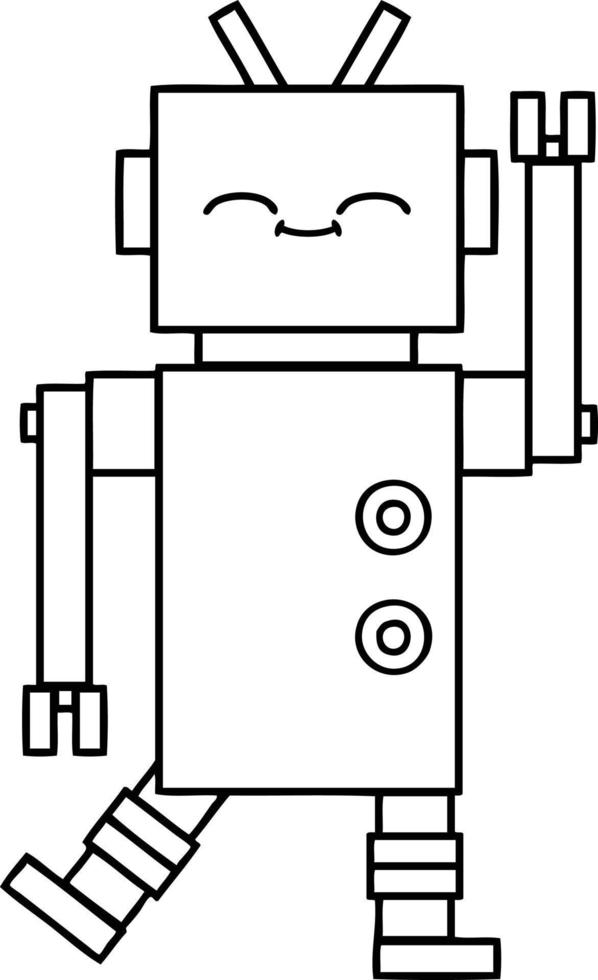 line drawing cartoon robot vector