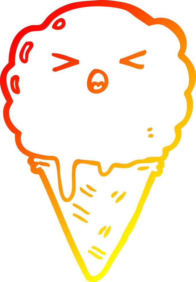 warm gradient line drawing cartoon ice cream vector