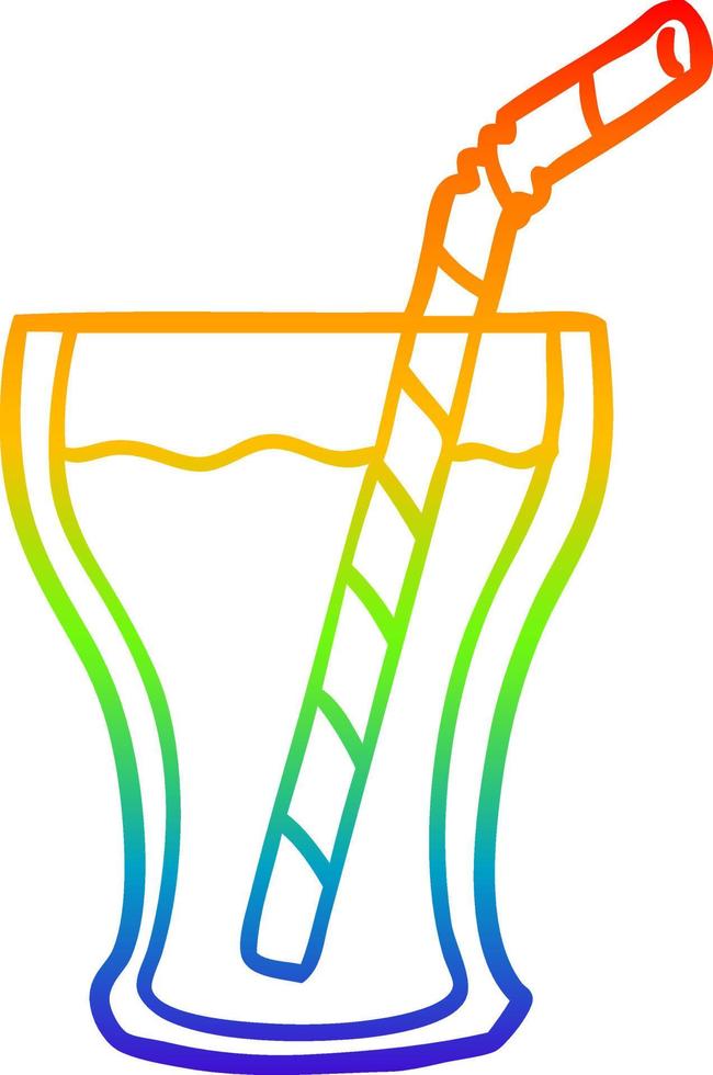 rainbow gradient line drawing glass of cola vector
