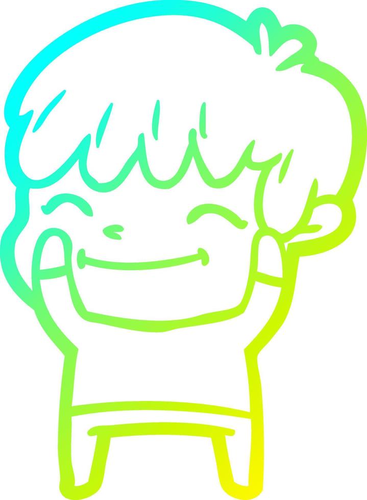 cold gradient line drawing cartoon happy boy vector