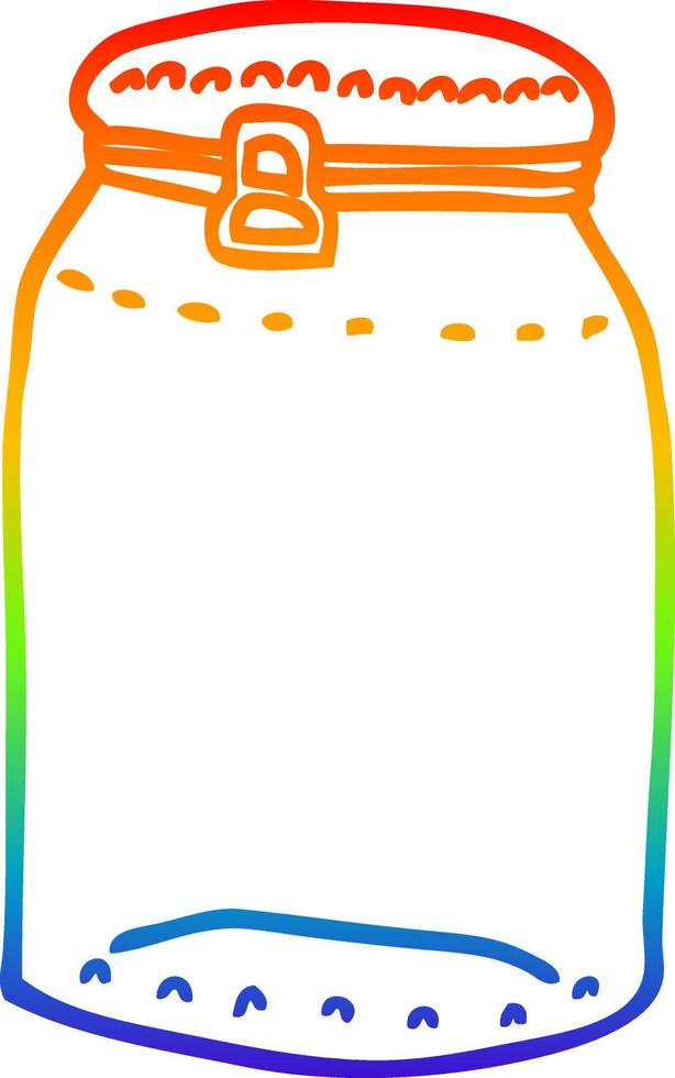 rainbow gradient line drawing cartoon glass jar vector