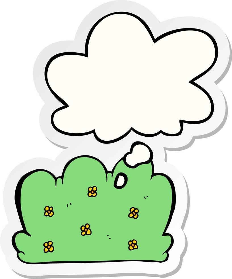 cartoon hedge and thought bubble as a printed sticker vector