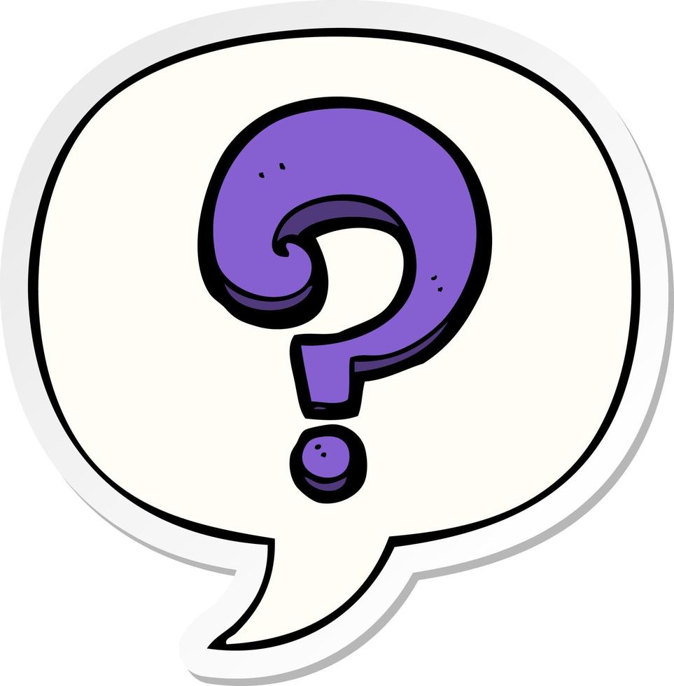cartoon question mark and speech bubble sticker vector