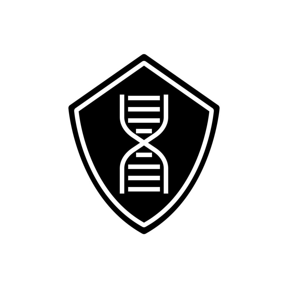 genetic protection symbol, shield with DNA icon vector