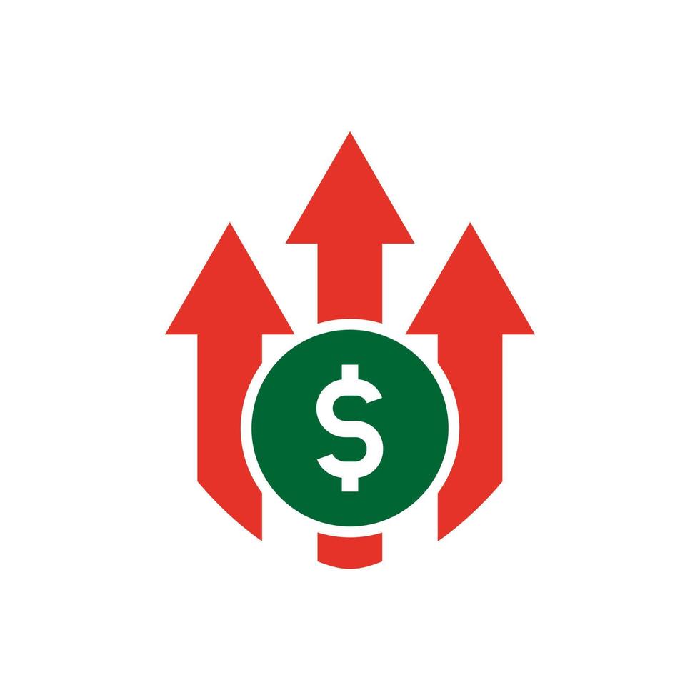 money with arrow up icon vector