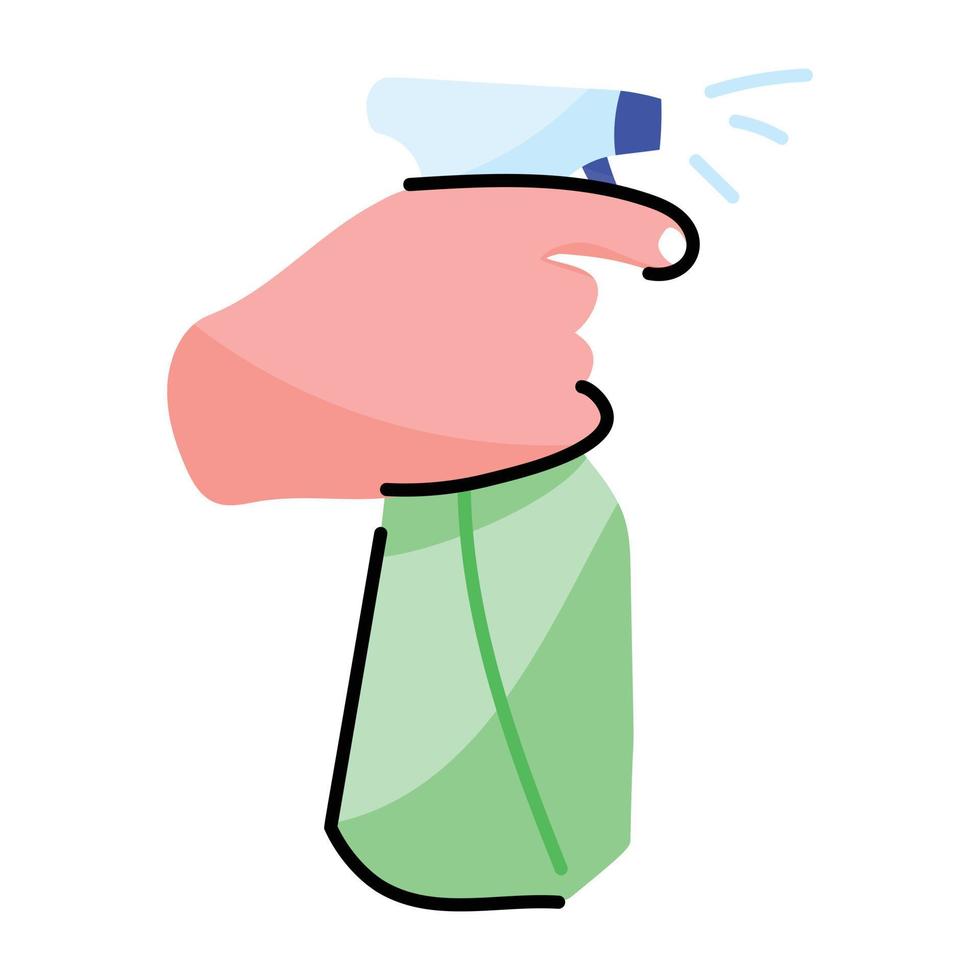 A scalable doodle sticker of cleaning spray vector