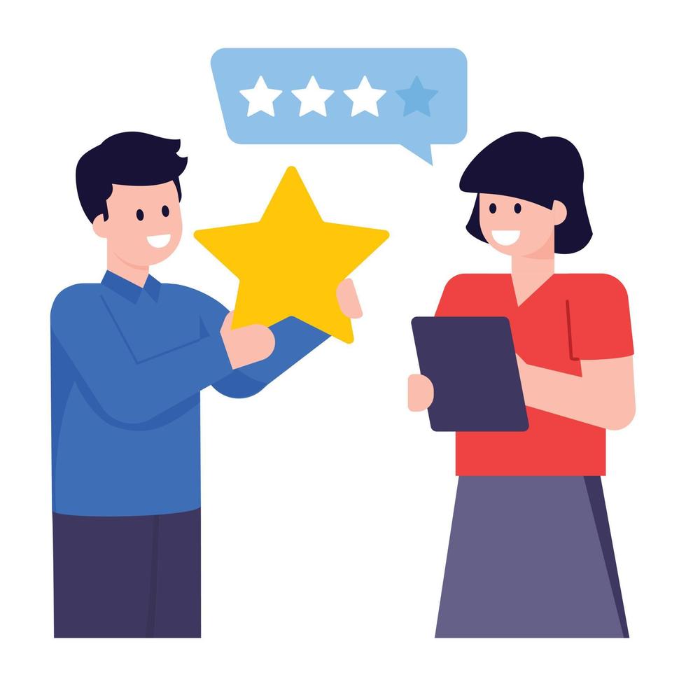A trendy flat illustration of customer reviews vector