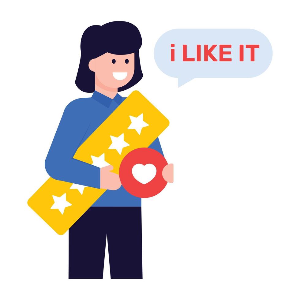 A trendy flat illustration of customer reviews vector