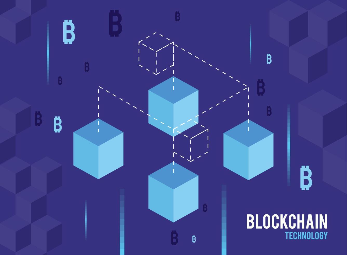 cubes in blockchain technology background vector