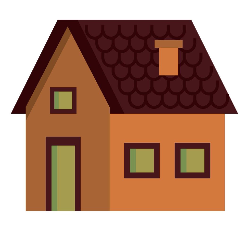 orange cute house facade vector