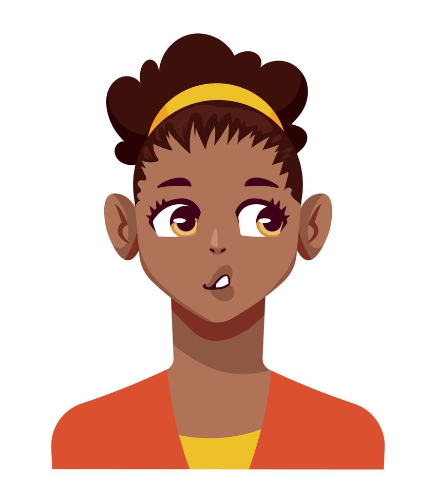 mujer afro estilo anime vector