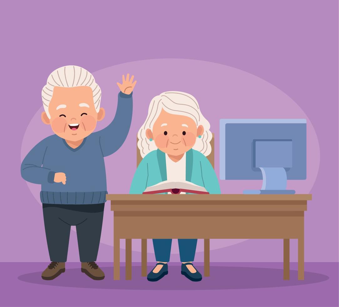 two old persons studing vector