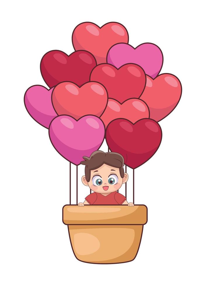 boy in hearts balloon vector