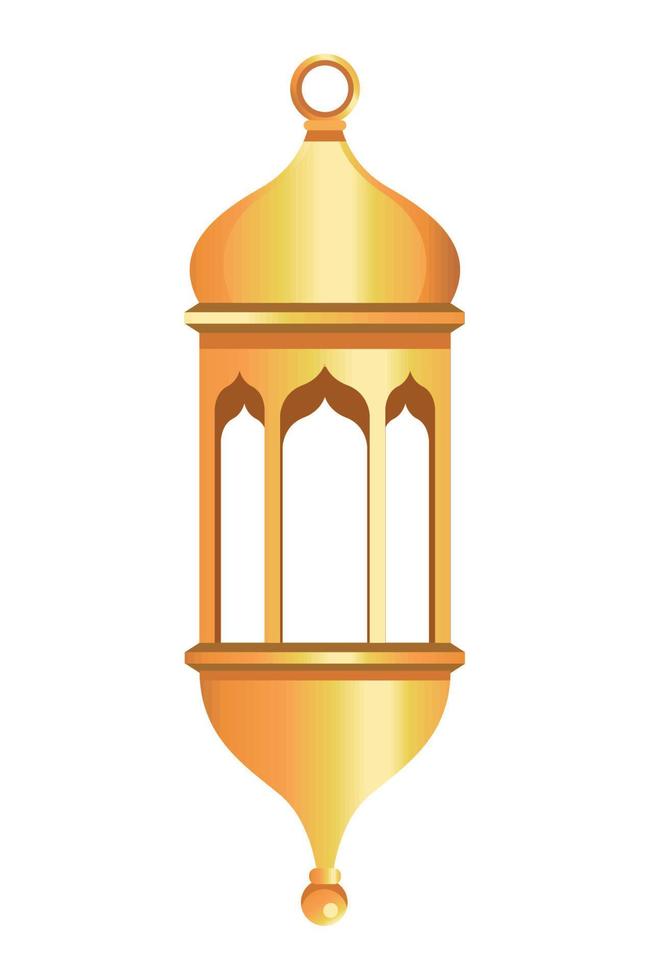 golden arabic lantern decoration vector