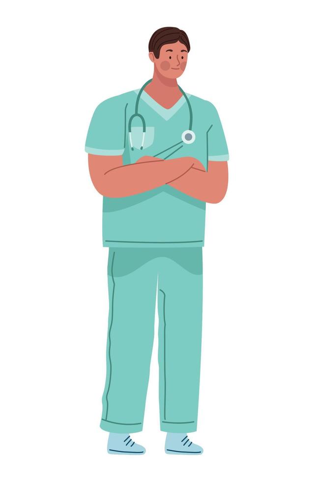 male doctor with stethoscope vector
