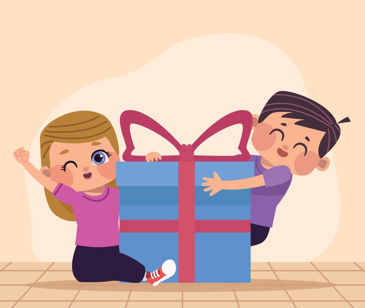 little children with gift vector