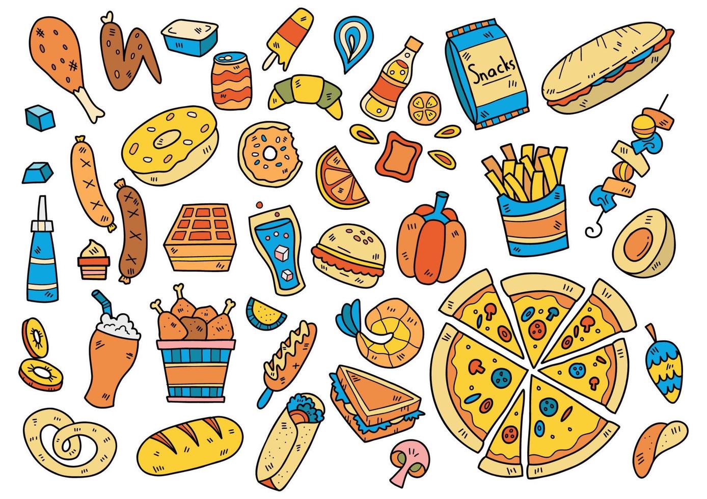 food doodle objects vector illustration for banner