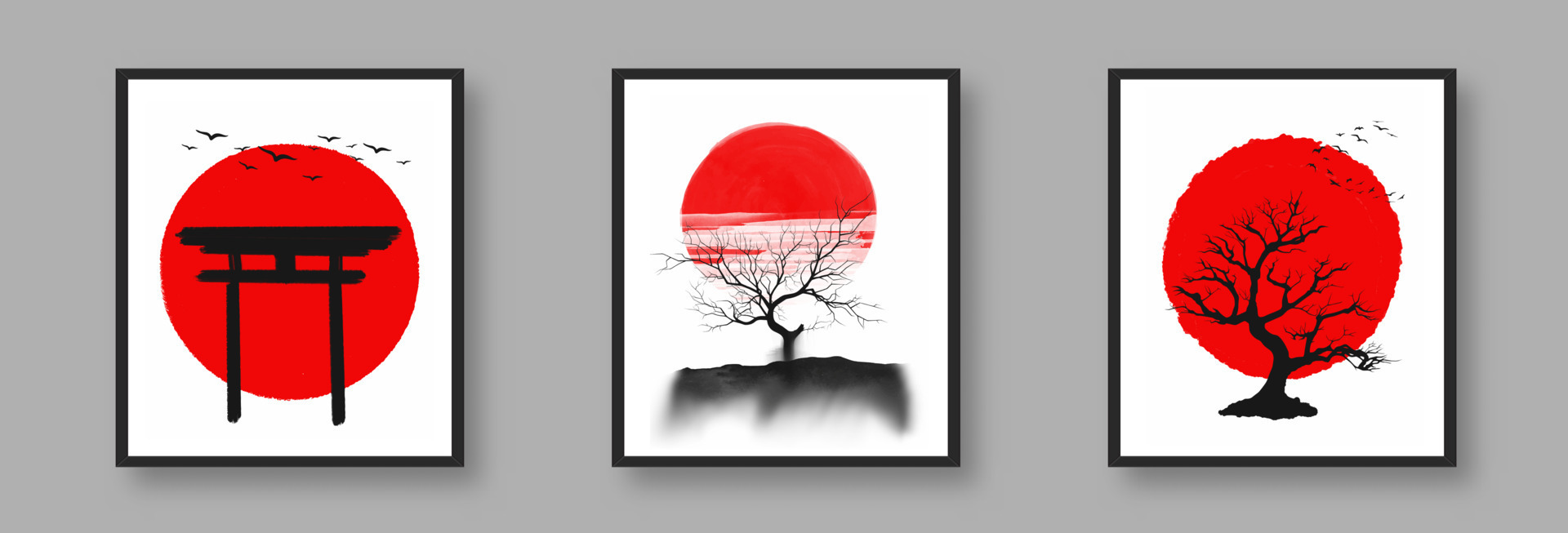collection of hand painted japanese themed wall art designs 10507070