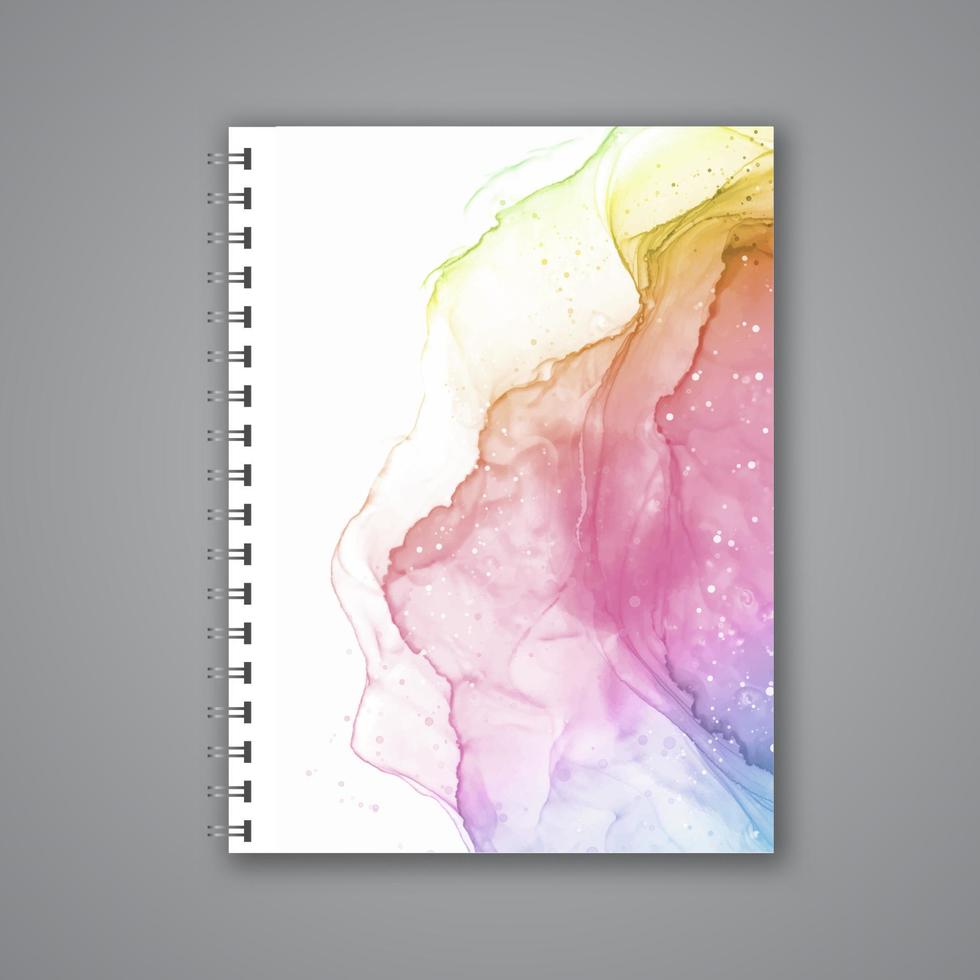 portada de cuaderno con diseño de tinta de alcohol pintado a mano vector
