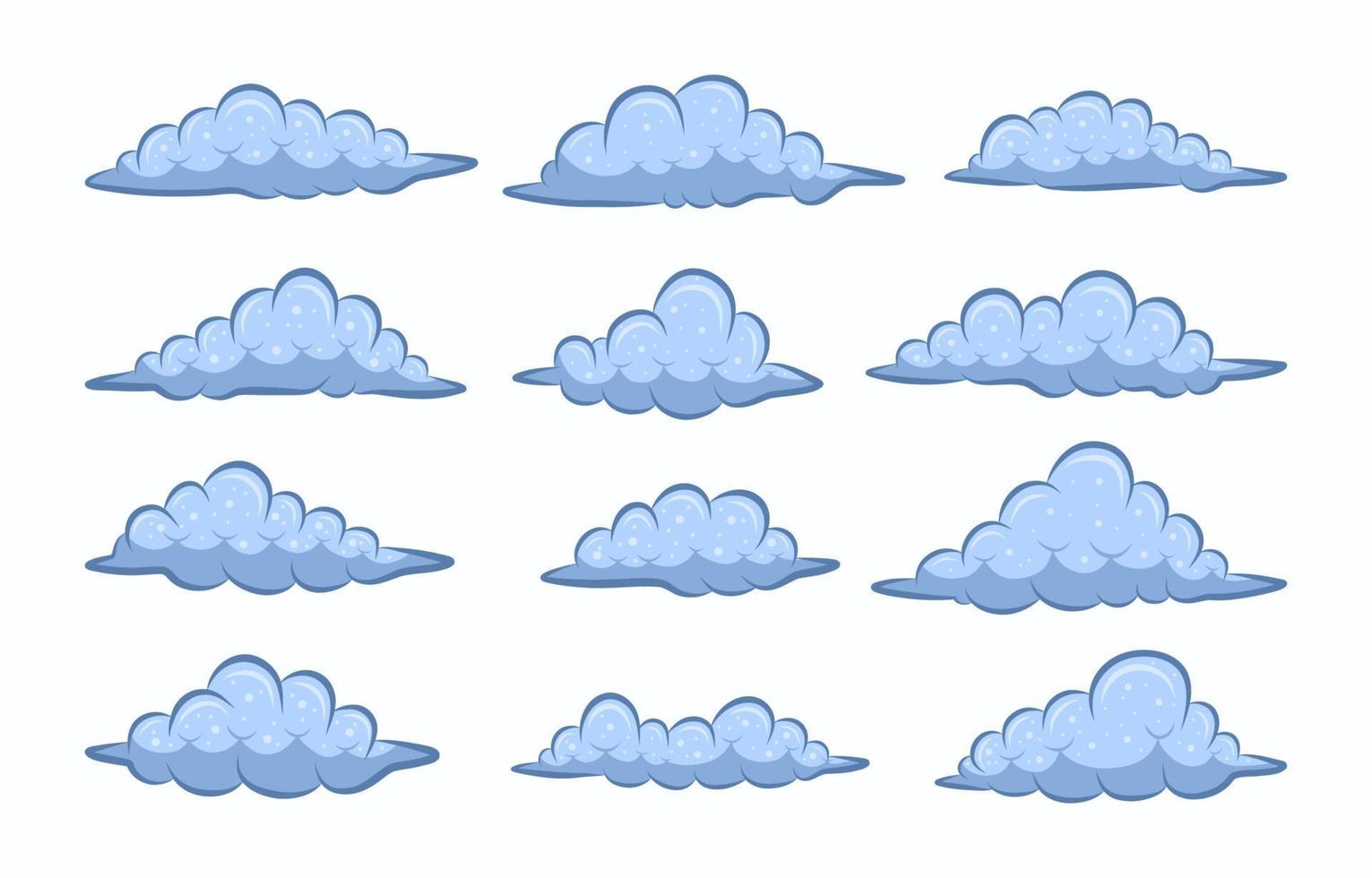 colección de elementos de icono de doodle dibujado a mano en la nube vector