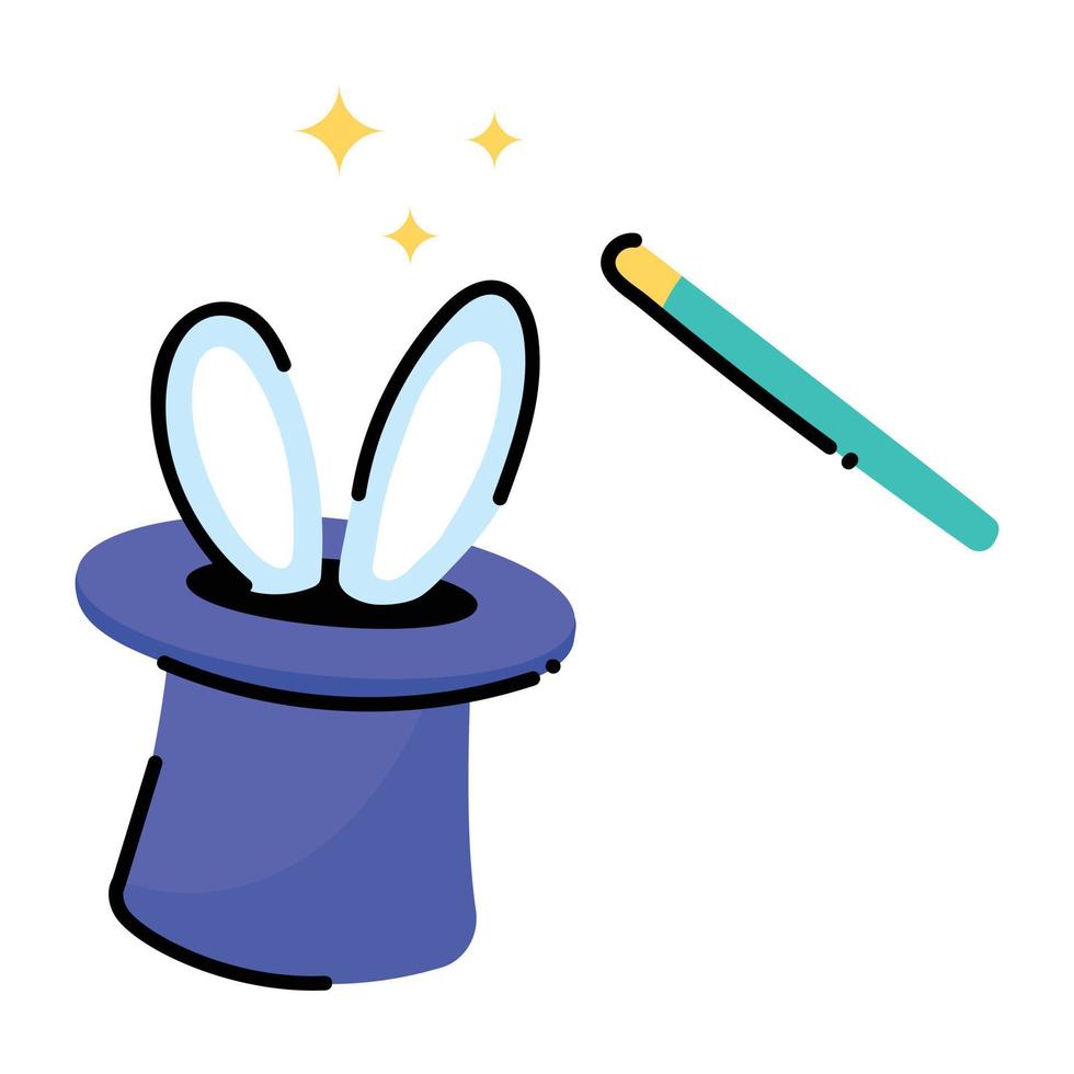 Premium handcrafted sticker of rabbit magic vector