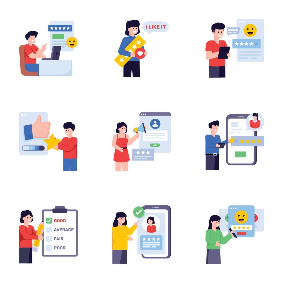 Collection of Customer Feedback Flat Illustrations vector