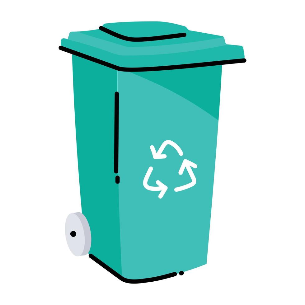 pegatina plana de moda de la papelera de reciclaje vector