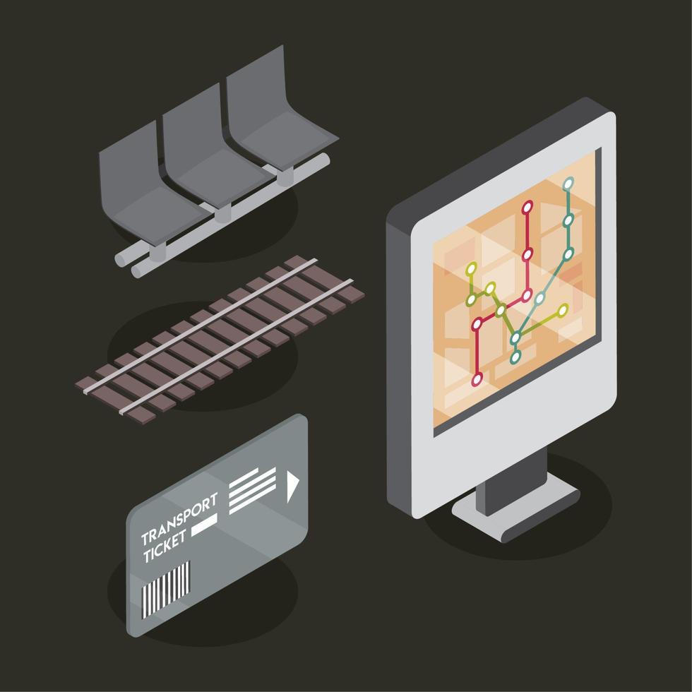 set of subway isometric vector