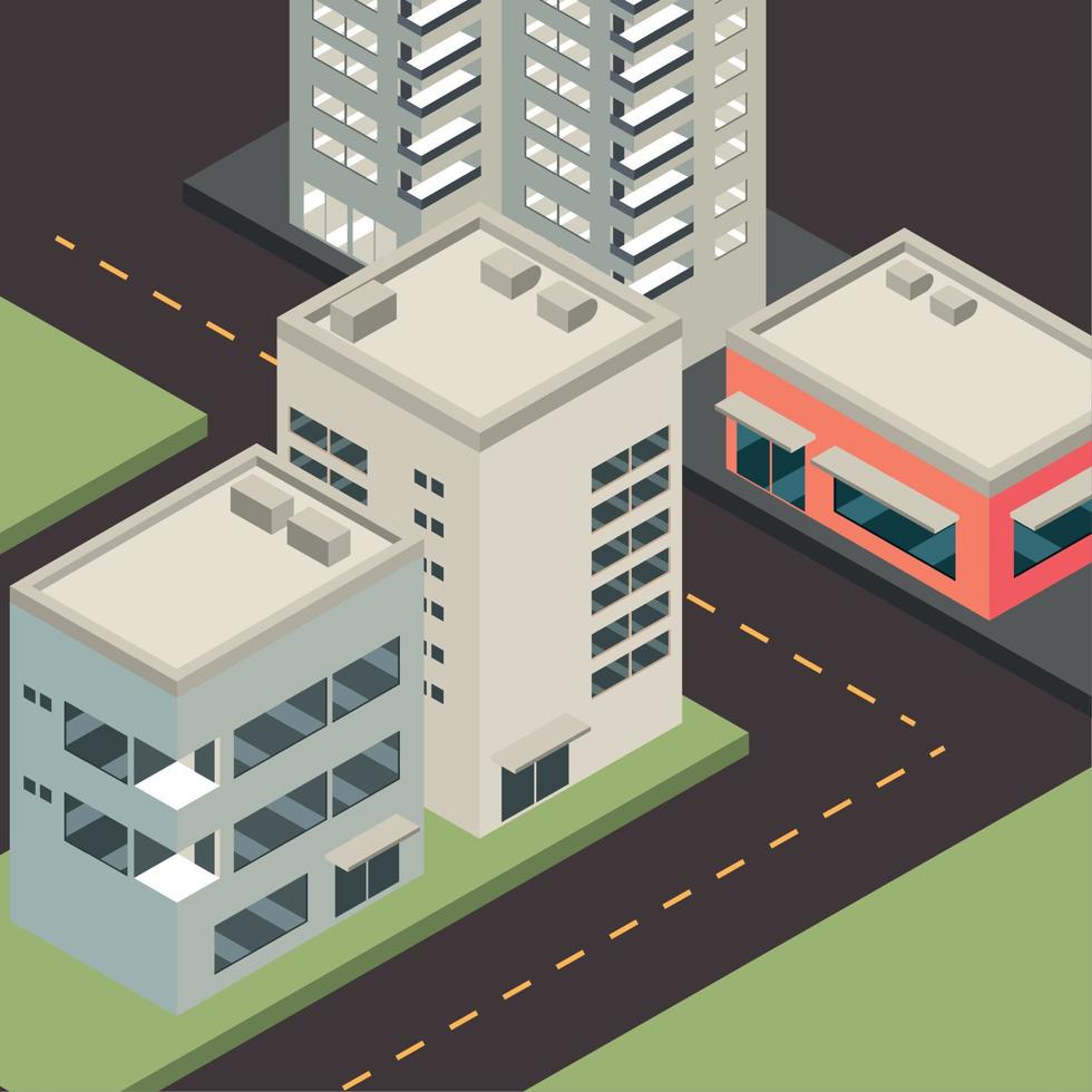 isometric cityscape street vector