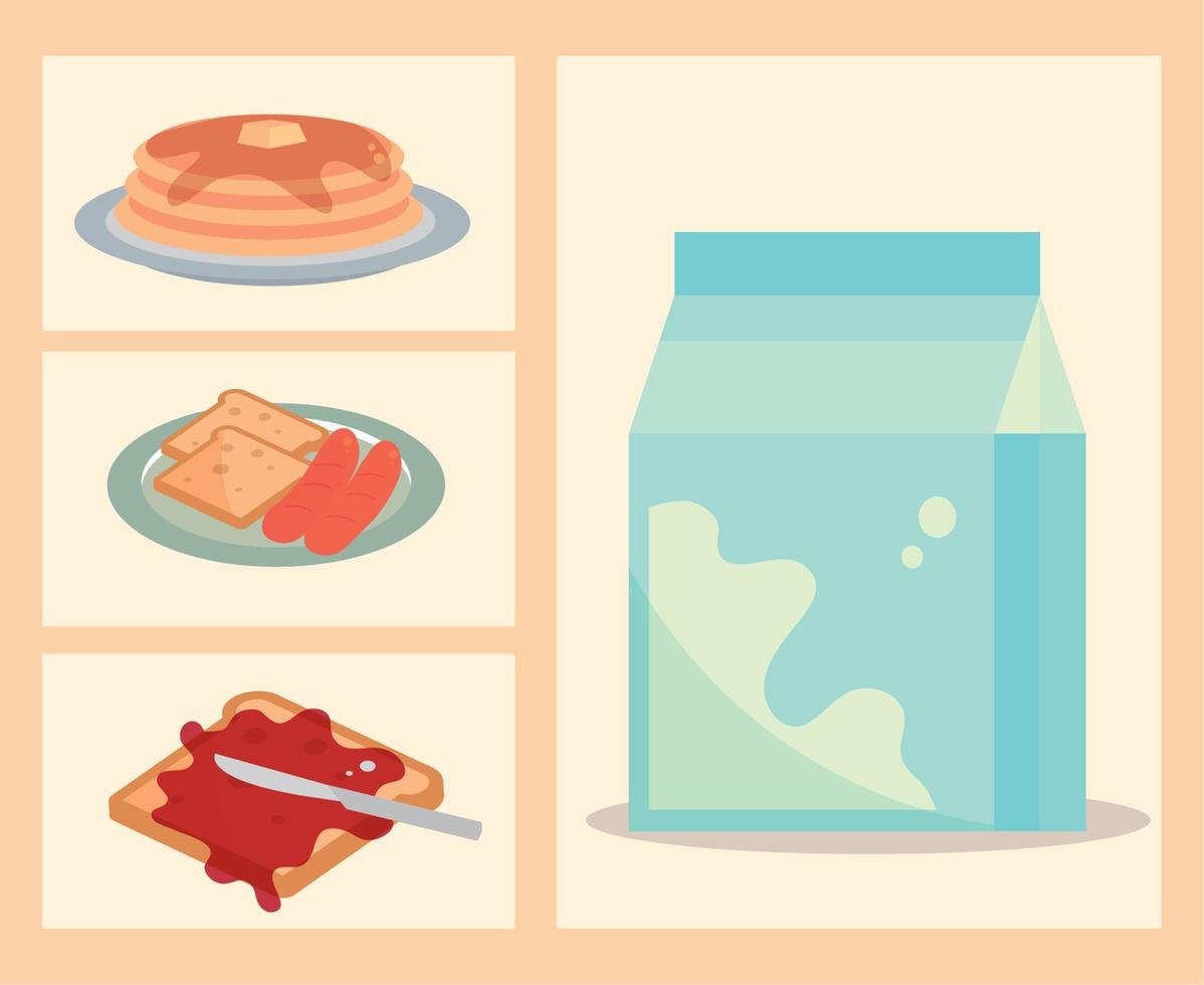 iconos de menú de desayuno vector